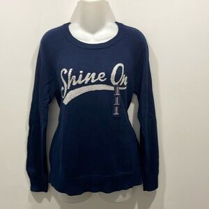 NWT Gap navy blue “Shine On” sweater size medium